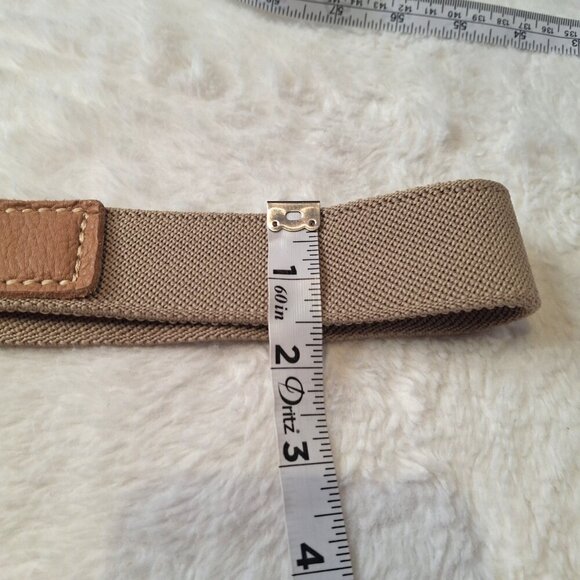 Aldo Webbed Belt Sz M Adjustable Stretchy Leather Accents Preppy Minimalist - Picture 6 of 6